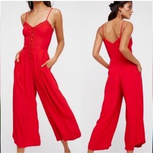 Free People X Eileen Wom 12 Romper Jumpsuit Coral Salmon Red Crop length